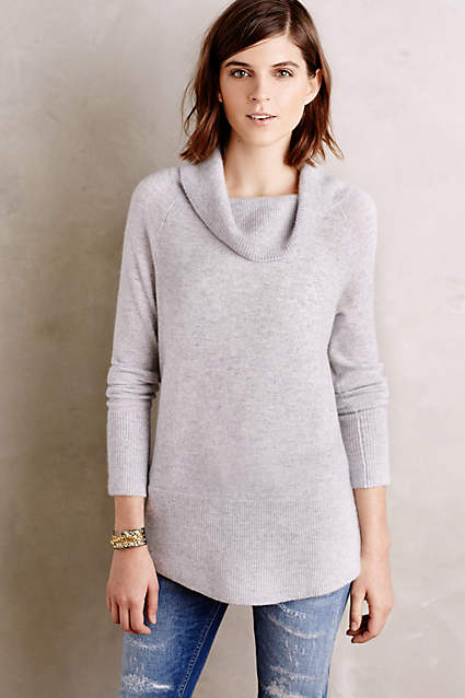 Cowled Cashmere Tunic by Moth in Grey. Anthropologie