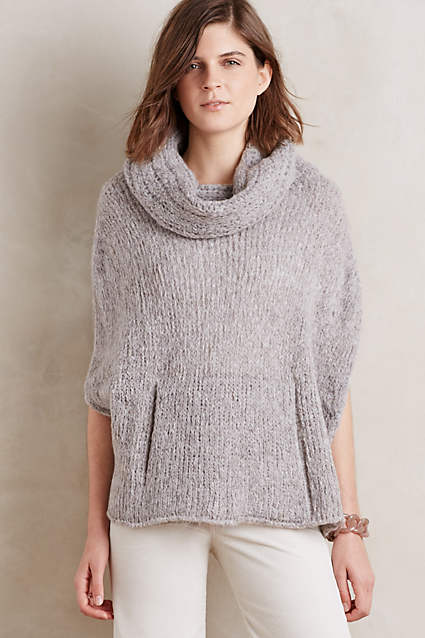 Cowled Zadie Poncho in Dark Grey. Anthropologie