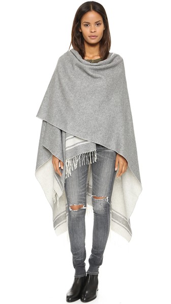 Crippen Reversible Blanket Poncho in Grey