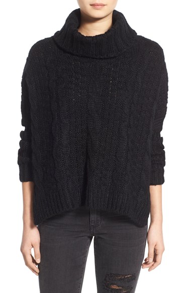 DREAMERS BY DEBUT Cable Knit Turtleneck Sweater in Black or Mocha