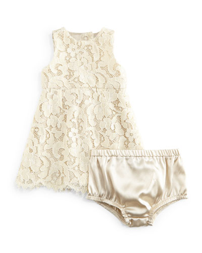 Dolce & Gabbana Sleeveless Lace Dress & Bloomers in Ivory, Girls' 9-30 Months 