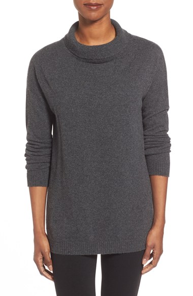 Eileen Fisher Cashmere Turtleneck Sweater in Charcoal Grey