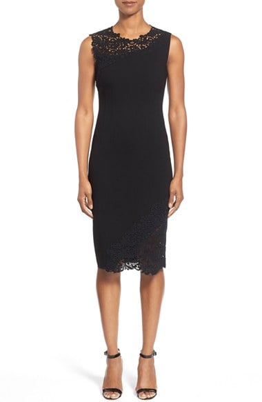 Elie Tahari 'Emory' Lace Inset Sheath Dress in Black