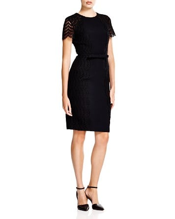 Escada Eyelash Lace Short Sleeve Dress in Black