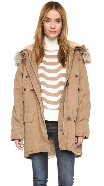 Free People Whistler Parka with a Faux Fur Ruff in Color Toffee or Black