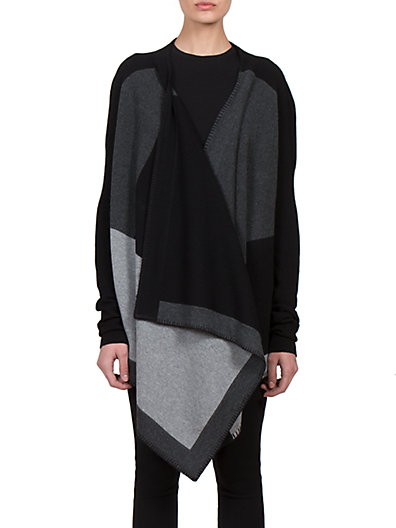 Givenchy Wool Cashmere Blanket Cardigan in Grey-Black