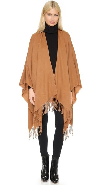 Glamorous Blanket Fringe Poncho in Camel (or Black)