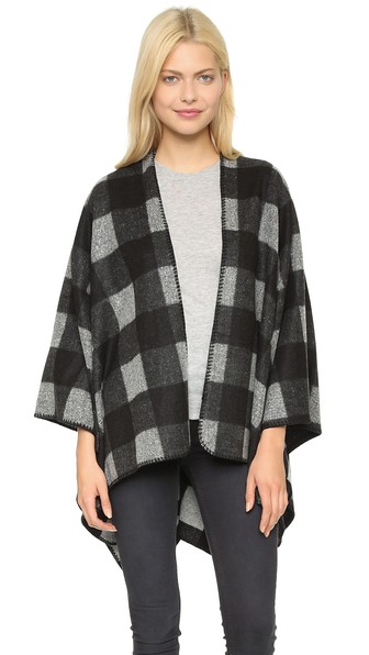 Glamorous Check Blanket Cardigan in Black and Grey Buffalo Check