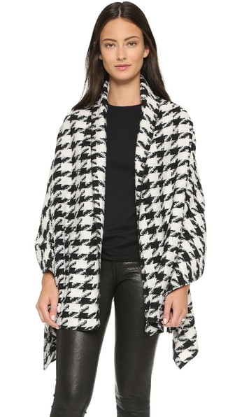 Glamorous Dogtooth Blanket Cardigan in Black White Dogtooth (Houndstooth Checks Print)