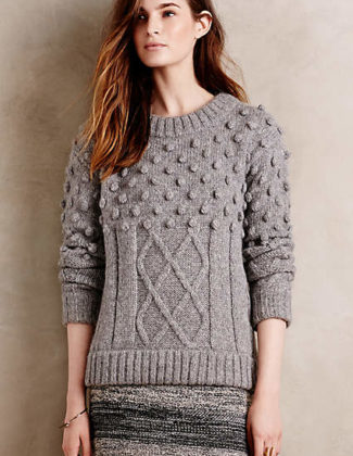 Handknit Tenby Pullover by Kathryn McCarron in Grey. Anthropologie