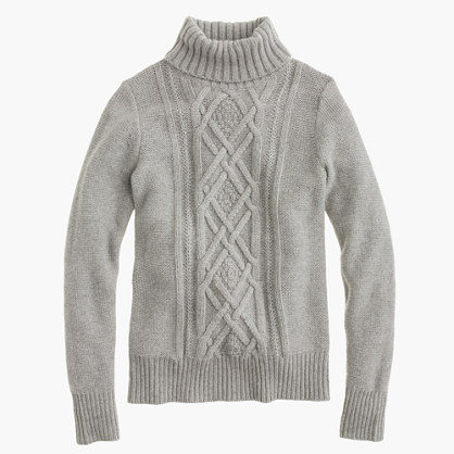 J.Crew CAMBRIDGE CABLE TURTLENECK SWEATER item b2795 in Hthr Graphite