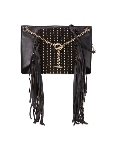 Jimmy Choo Alexia Studs and Fringe Shoulder Bag, Black. Neiman Marcus