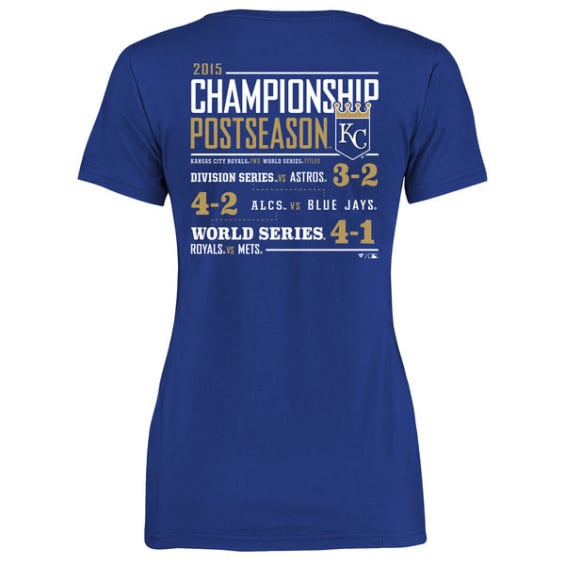 Kansas City Royals Women's Royal 2015 World Series Champions Grand Slam V-Neck T-Shirt