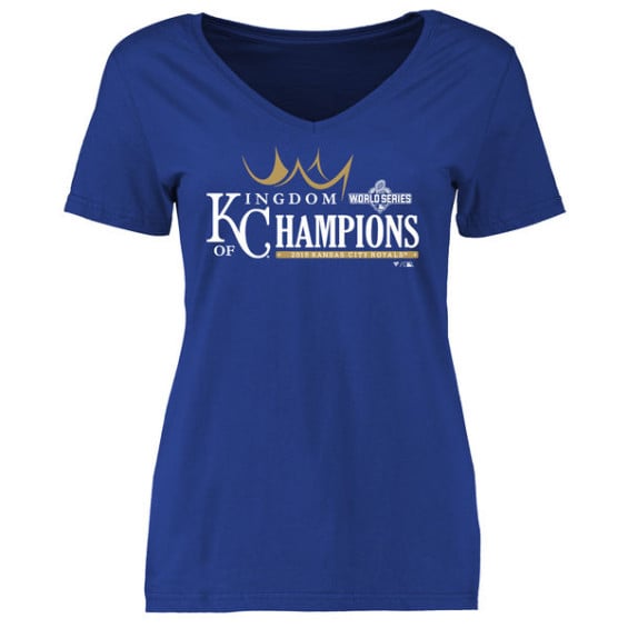 Kansas City Royals Women's Royal 2015 World Series Champions Local Flavor V-Neck T-Shirt