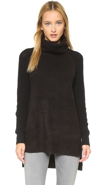 LINE John & Jen Oversized Funnel Neck Sweater in Black