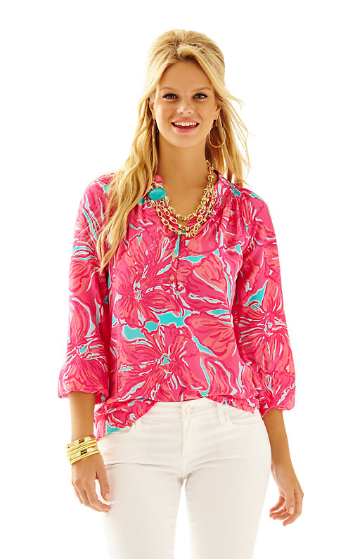 Lilly Pulitzer ELSA TOP - FLIRTY in Sea Blue Flirty Sea
