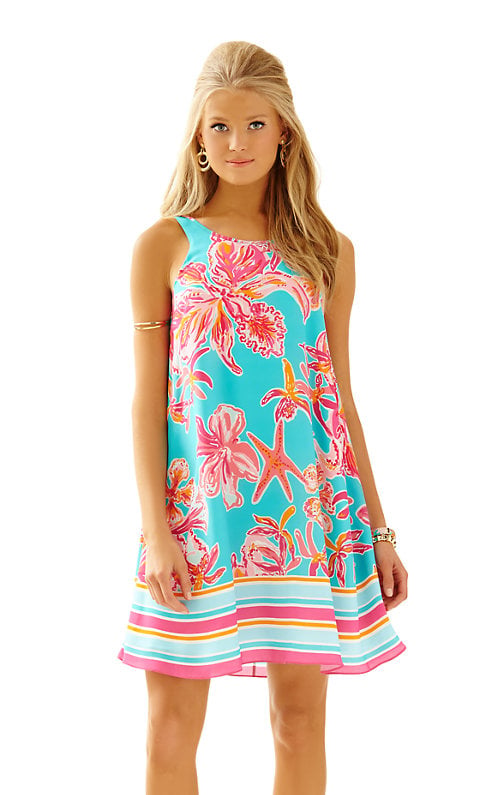 Lilly Pulitzer WRIGHT TRAPEZE SHIFT DRESS in Sea Blue Via Sunny Engineered Wright Dress
