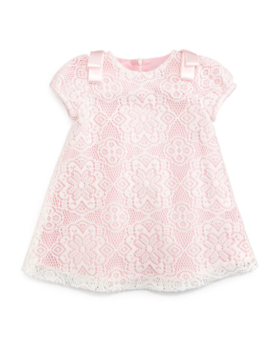 Luli & Me Lace-Overlay A-Line Dress in Pink, Size 3M-3 