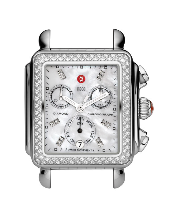 MICHELE 18mm Deco Diamond Watch Head, Steel. Neiman Marcus