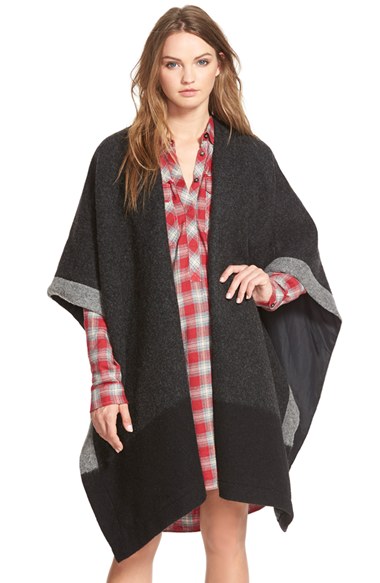 Madewell Blanket Cape in Heather Coal