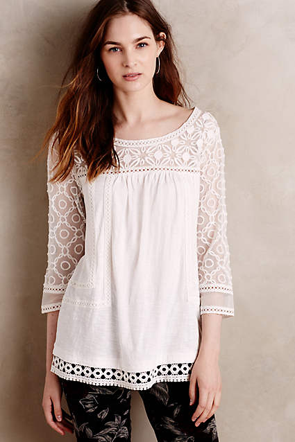 Mantra Lace Tee by Meadow Rue in Ivory. Anthropologie