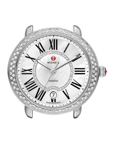 Michele Steel Serein 16 Diamond Watch Head in Silver. Neiman Marcus
