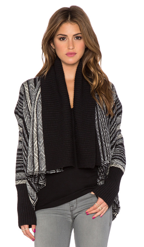 OPEN FRONT BLANKET CARDIGAN in BLACK By MICHAEL STARS