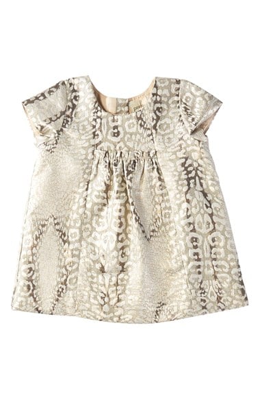 Peek 'Kayla' Metallic Jacquard Dress (Baby Girls) in Silver