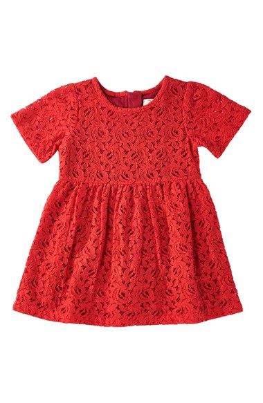Peek 'Reese' Lace Dress (Baby Girls) in Red