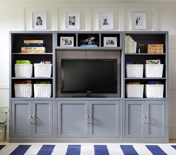 Pottery Barn Kids Preston Extra Wide Media Wall System in Charcoal or Simply White