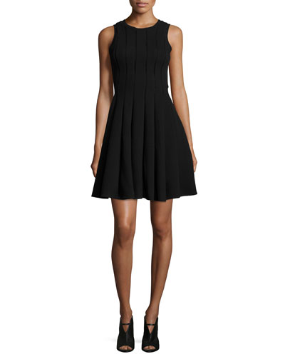 Rebecca Taylor Sleeveless Pleated Pique Fit-and-Flare Dress, Black. Neiman Marcus Cyber Monday Sale