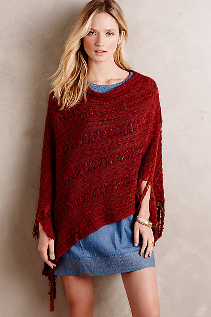 Redwood Poncho in Red. Anthropologie
