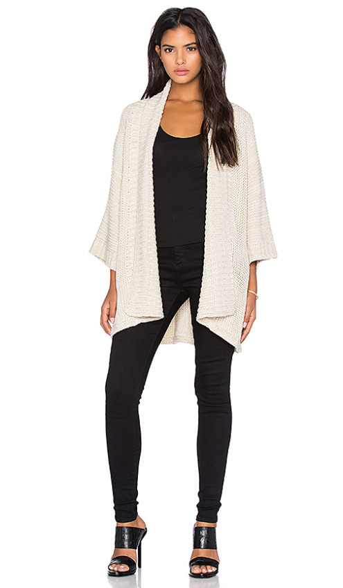 SIDE BUTTON BLANKET CARDIGAN By 525 AMERICA in SANDSTORM COMBO
