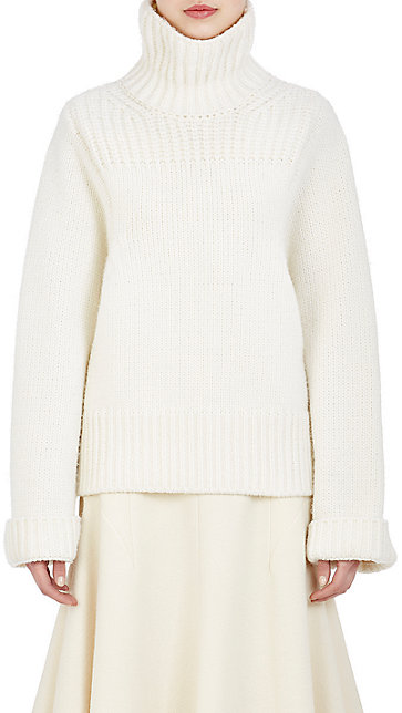 STELLA MCCARTNEY Chunky Fisherman Rib-Knit Turtleneck Sweater in Winter White