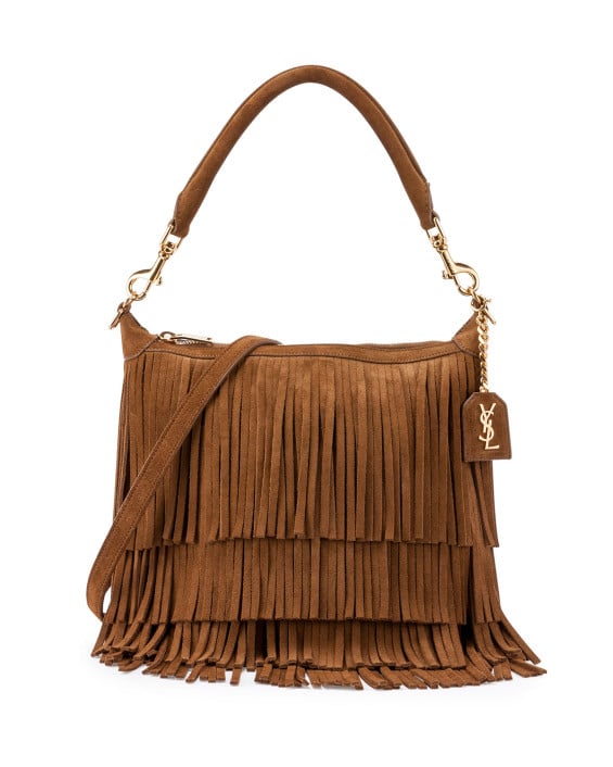 Saint Laurent Emmanuelle Small Suede Fringe Hobo Bag in Tan. Neiman Marcus