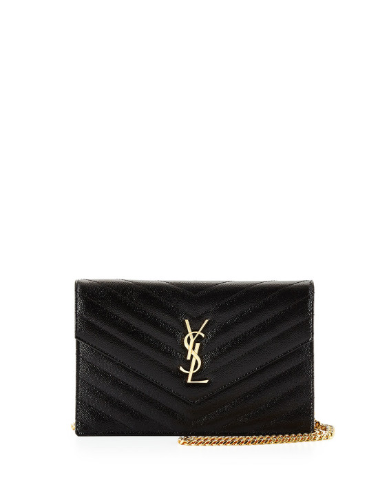 Saint Laurent Monogram Matelasse Wallet on Chain in Black. Neiman Marcus