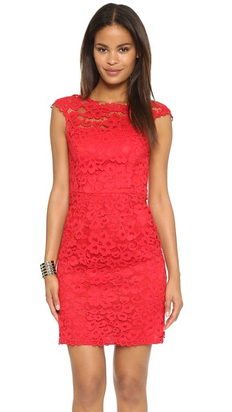 Shoshanna Olivia Lace Mini Dress in Merlot