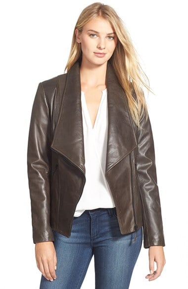 Soia & Kyo 'Nerissa' Oversize Collar Leather Jacket in Truffle