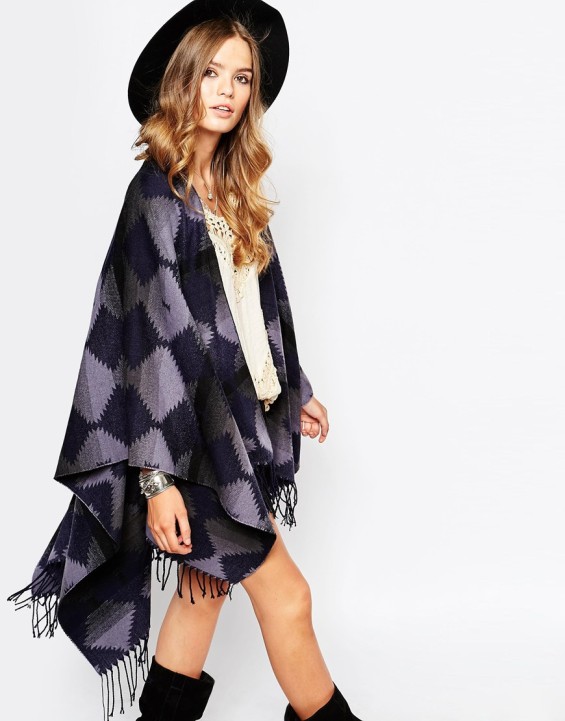 Spiritual Hippie Blanket Wrap Cardigan With Hippie Zig Zag Pattern in Multi