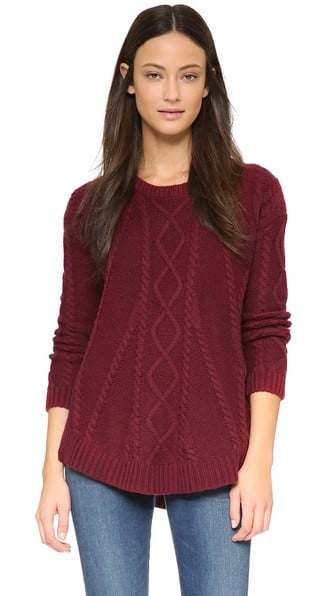 Splendid Fireplace Cable Swing Sweater in Claret Red or White