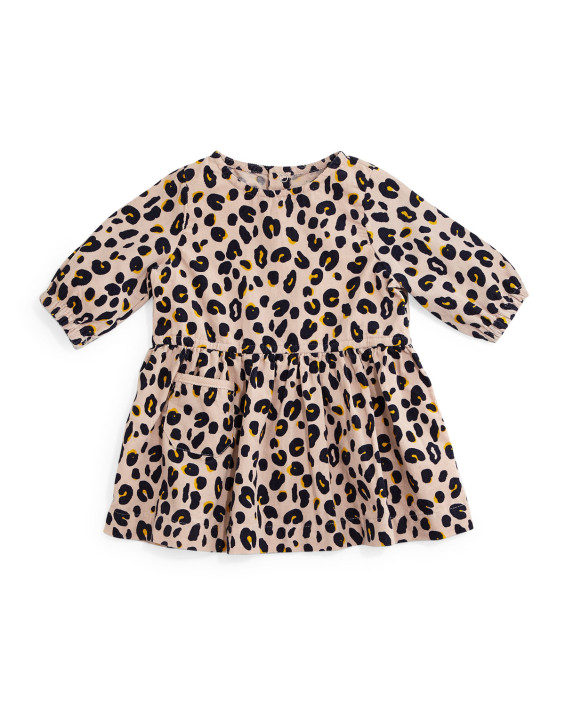 Stella McCartney Skippy Leopard-Print Corduroy Dress in Pink, Size 12-24 Months