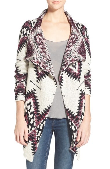 Sun & Shadow Drape Front Blanket Cardigan in Ivory Egret