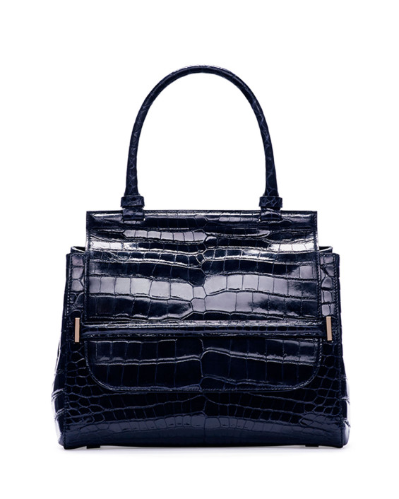 THE ROW Top-Handle 10 Crocodile Bag, Navy. Neiman Marcus