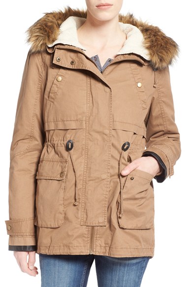 Thread & Supply 'Ranger' Parka with Faux Fur Trim in Khaki