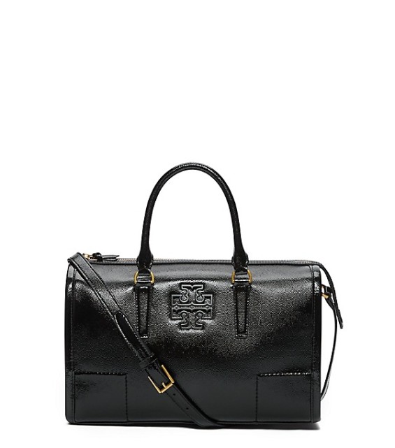 Tory Burch BRITTEN PATENT SATCHEL in Black