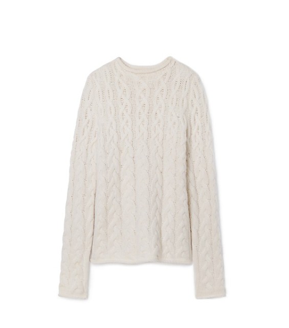 Tory Burch CASHMERE CABLE SWEATER in New Ivory