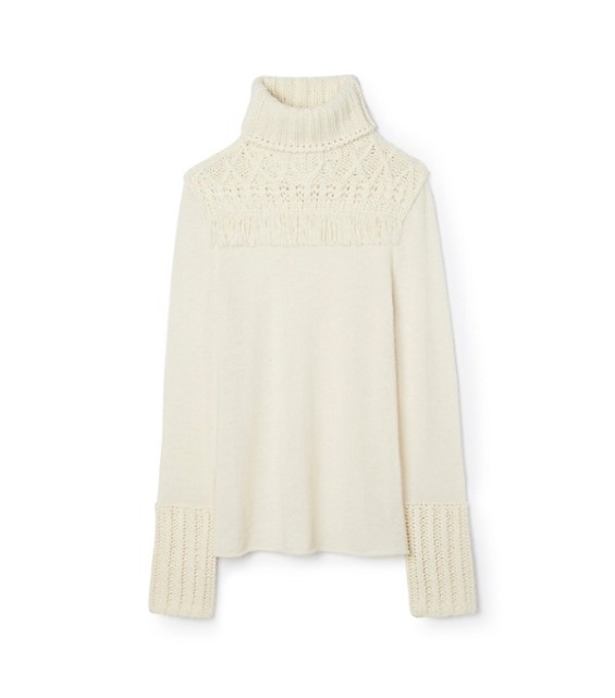 Tory Burch CHUNKY FRINGE TURTLENECK PULLOVER