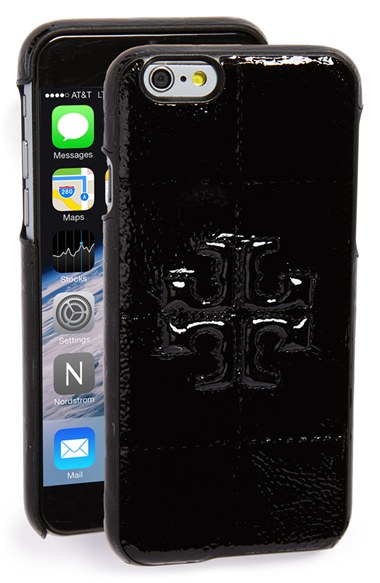Tory Burch 'Marion' Patent Leather iPhone 6 & 6s Case in Black or Light Oak