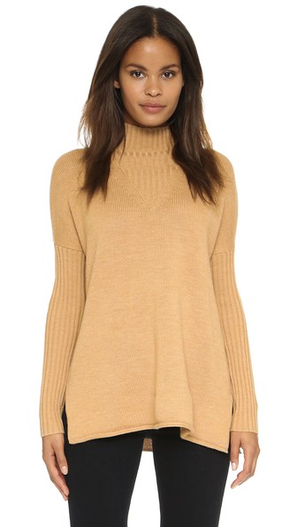 Tory Burch Oversized Mockneck Tunic in Wheat Melange