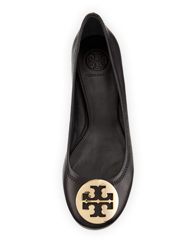 Tory Burch Reva Leather Ballerina Flat, Black. Neiman Marcus 